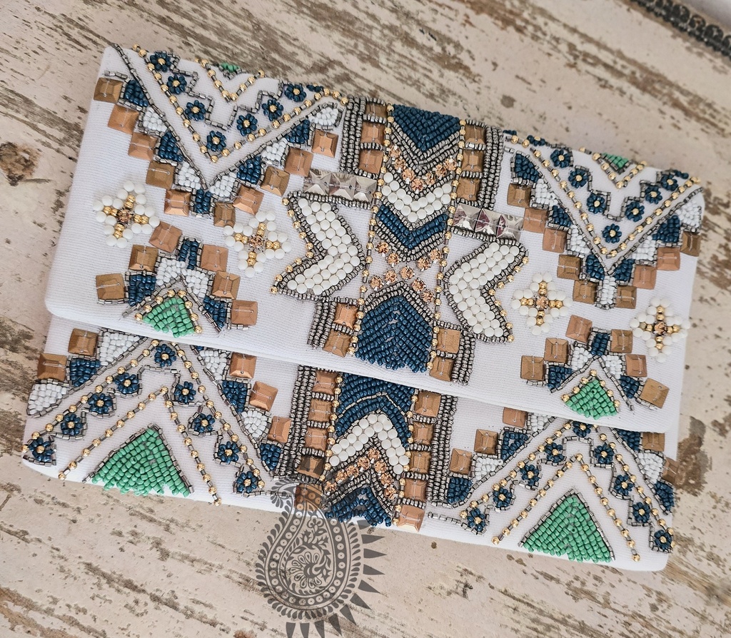 Zaraya White Clutch Bag
