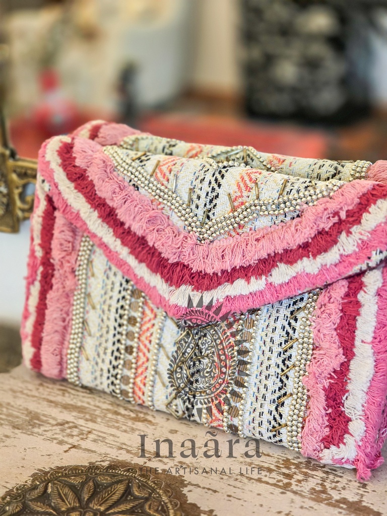 Pink Rouge Boho Clutch Bag