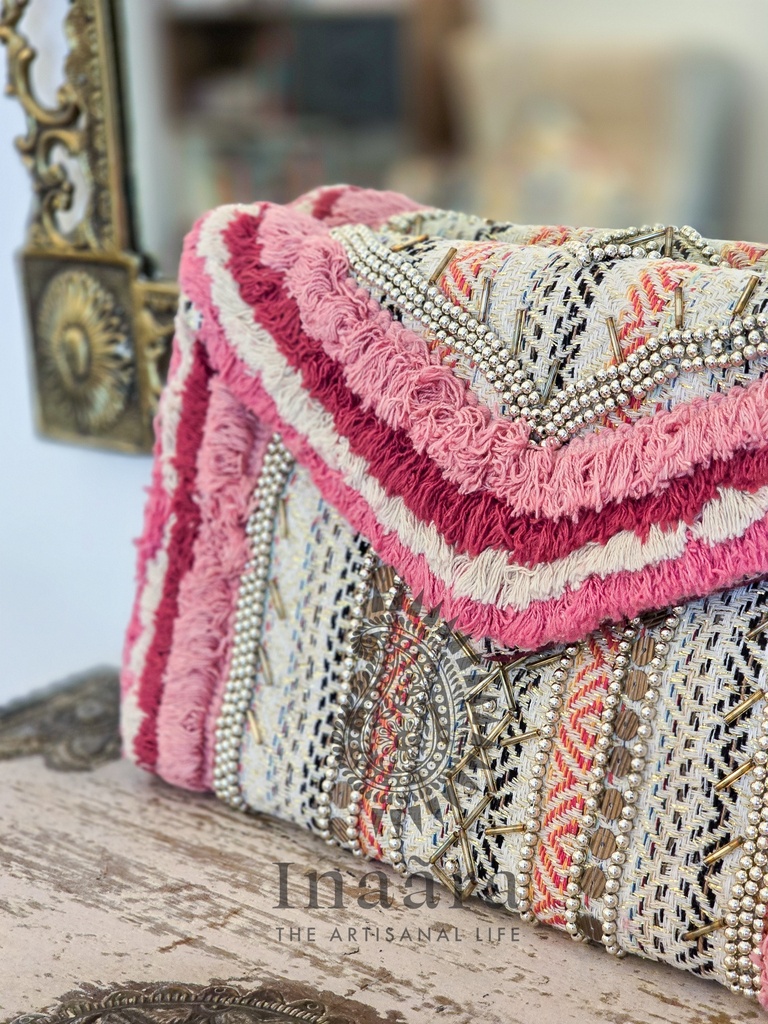 Pink Rouge Boho Clutch Bag
