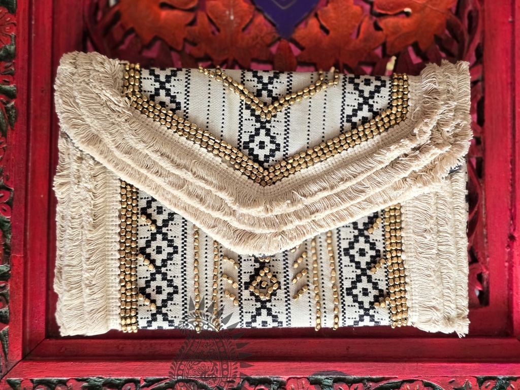Al Sadu Boho Clutch Bag with Fringes