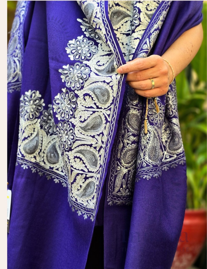 Madhuri Tilla Embroidery Purple Shawl