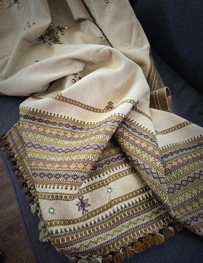Bhujodi Shawl Chomki Border (Maroon)