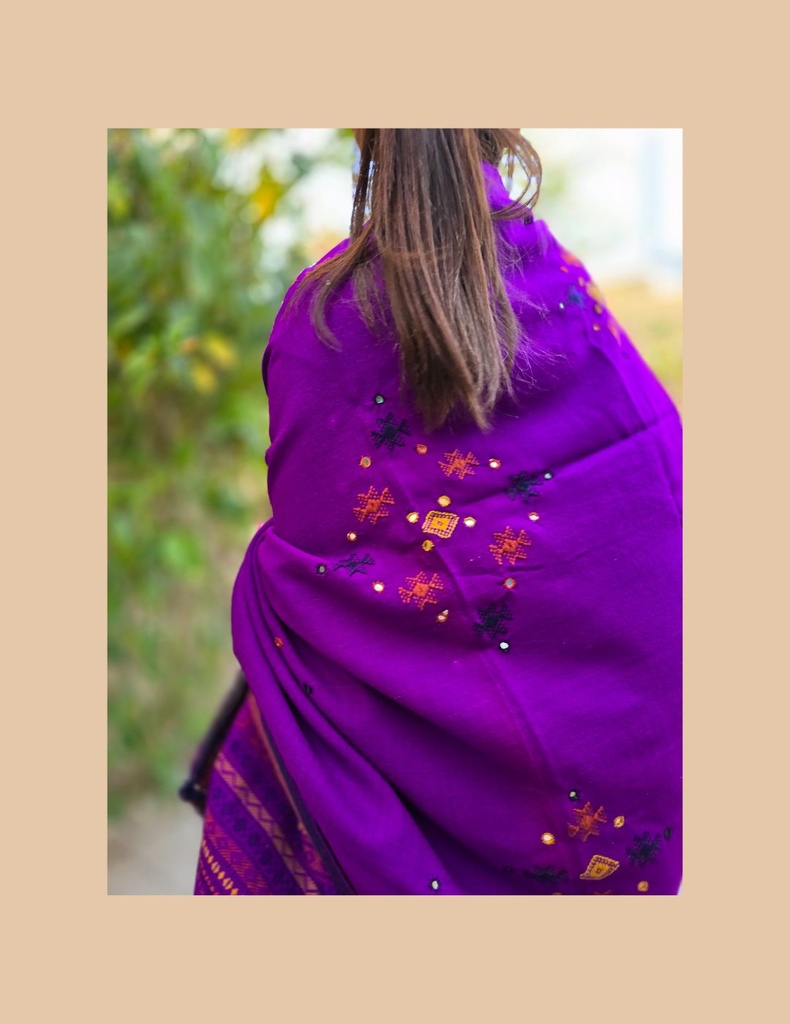 Bhujodi Shawl Chomki Border (Purple)