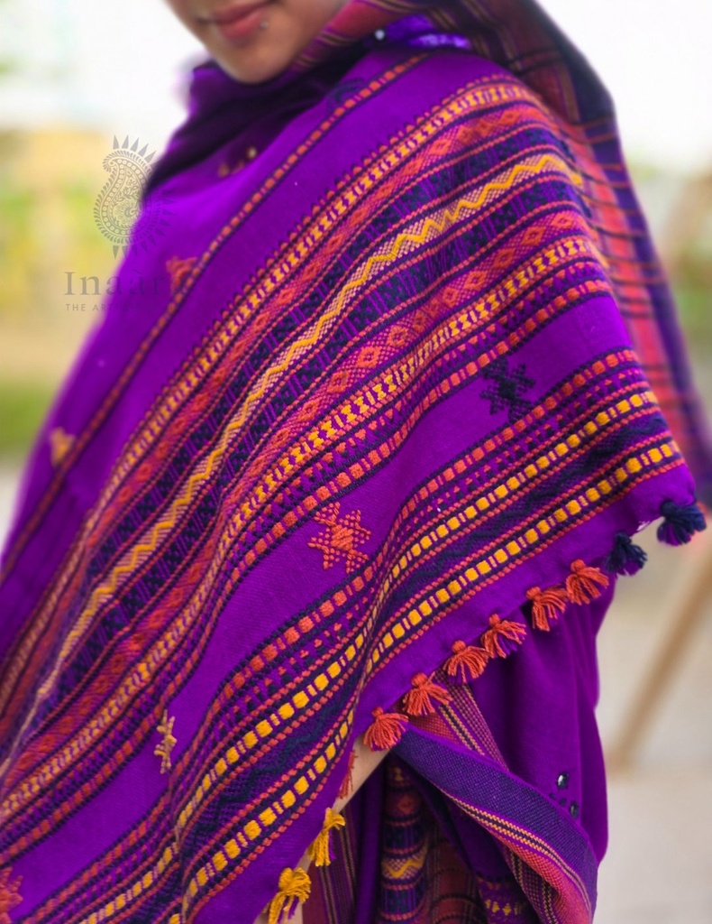 Bhujodi Shawl Chomki Border (Purple)