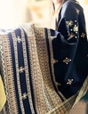 Bhujodi Shawl Double Chomki Border (Black)
