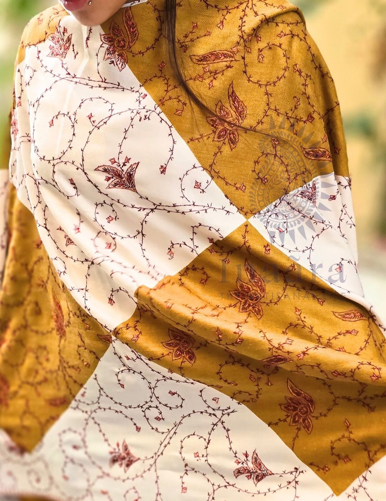 Chowki Embroidered Shawl (Mustard)