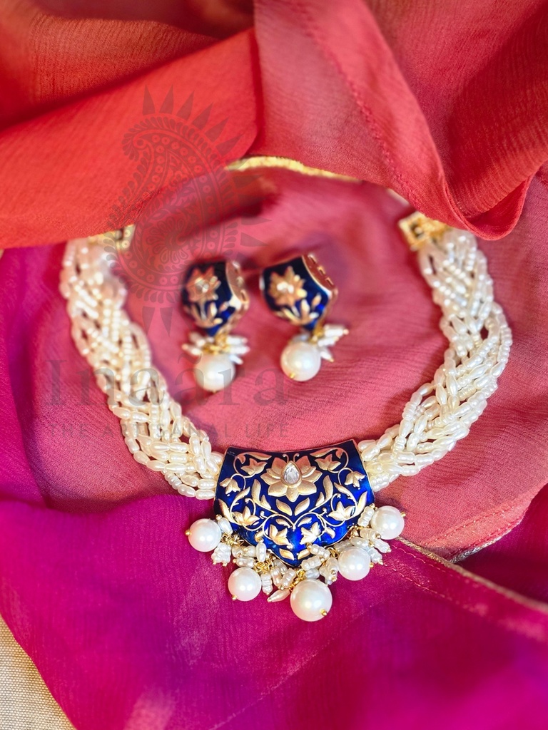 Alka Short Necklace Set - Royal Blue