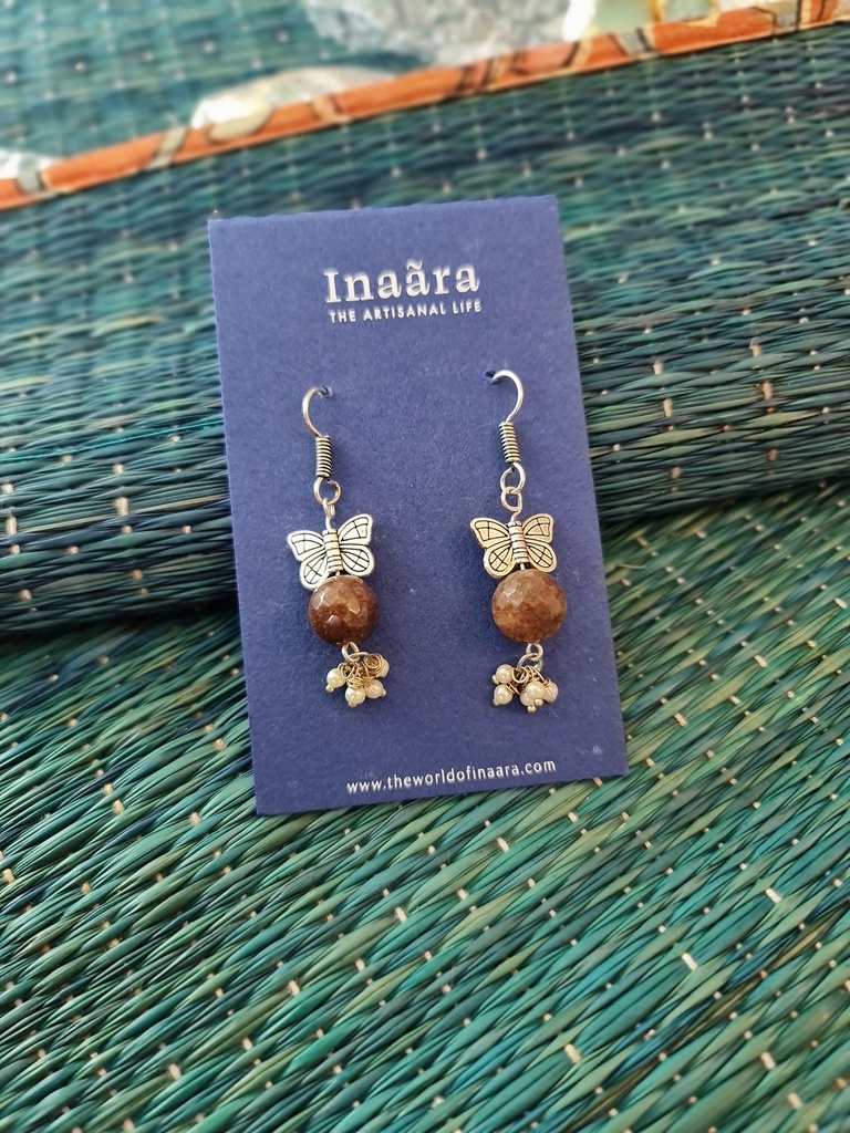 Silver tone brass earrings