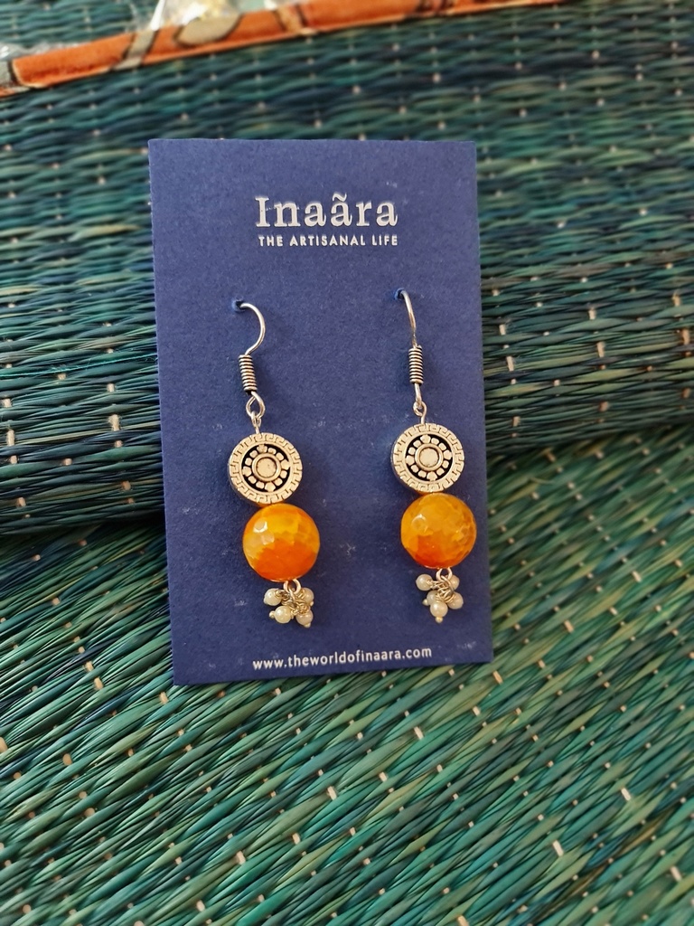 Silver tone brass earrings