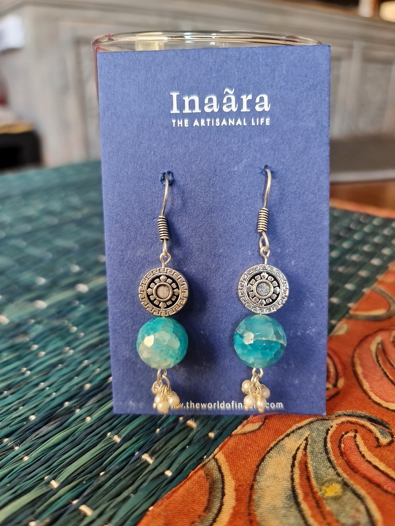 Silver tone brass earrings