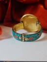 Tibetian Chryscolla and Coral Cuff