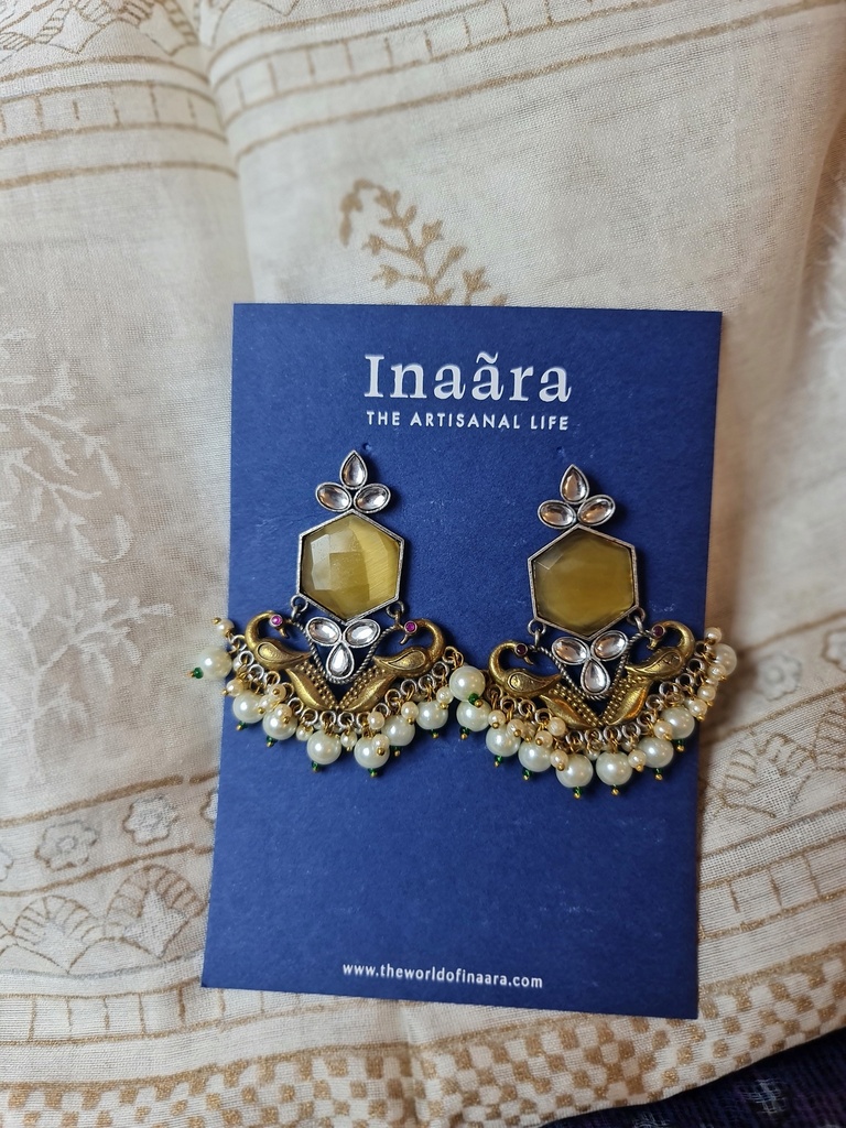 Silver tone brass earrings