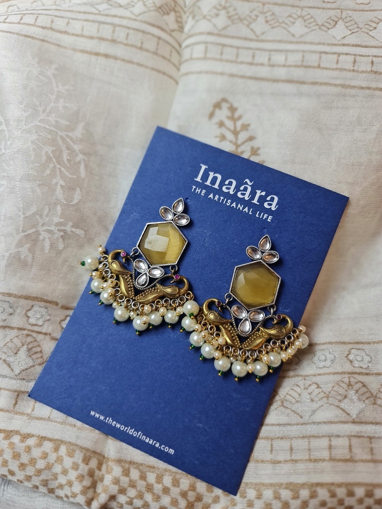 Silver tone brass earrings