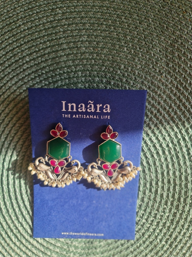 Silver tone brass earrings