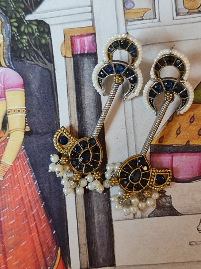 Silver tone brass earrings