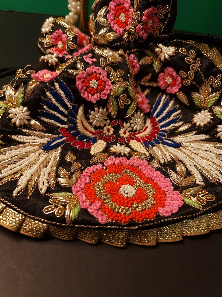 Original zardosi and parsi gara embroided potli bag