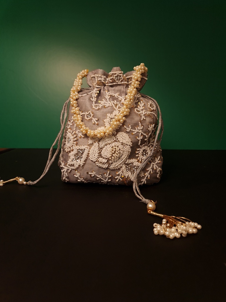 Original zardosi and parsi gara embroided potli bag