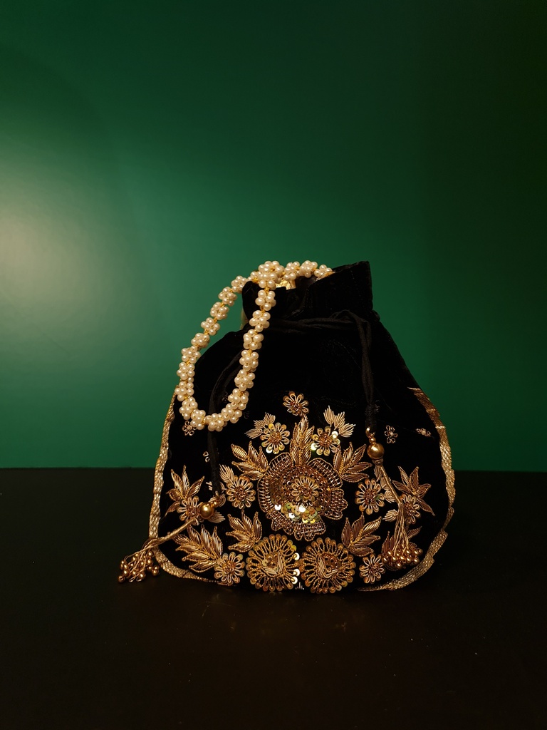 Original zardosi and parsi gara embroided potli bag