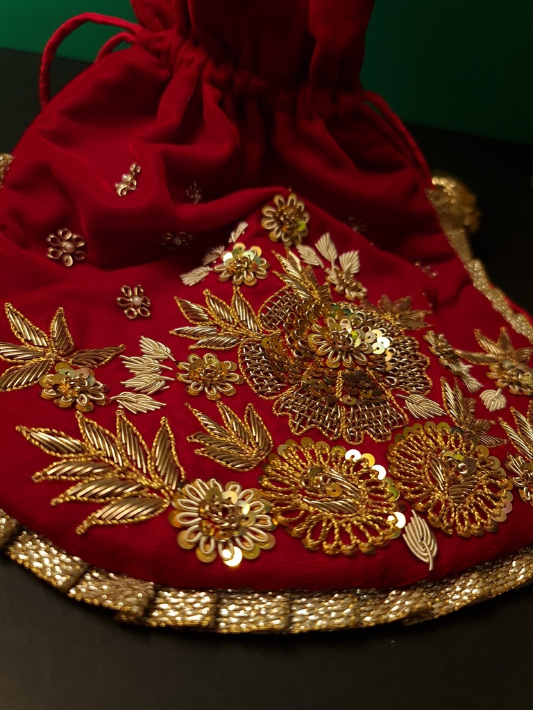 Original zardosi and parsi gara embroided potli bag