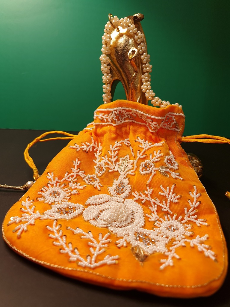 Original zardosi and parsi gara embroided potli bag