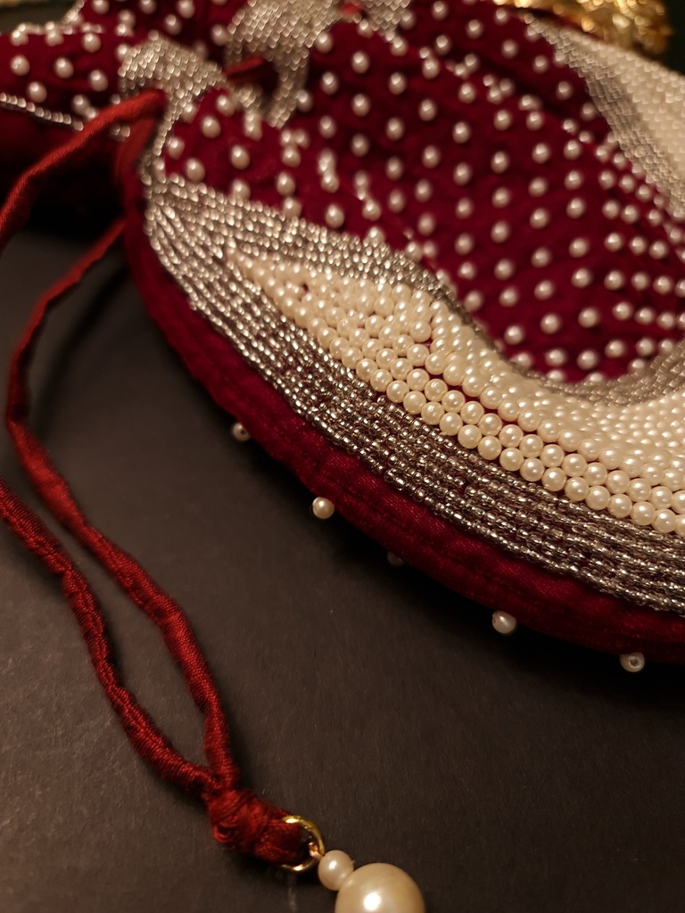 Original zardosi and parsi gara embroided potli bag