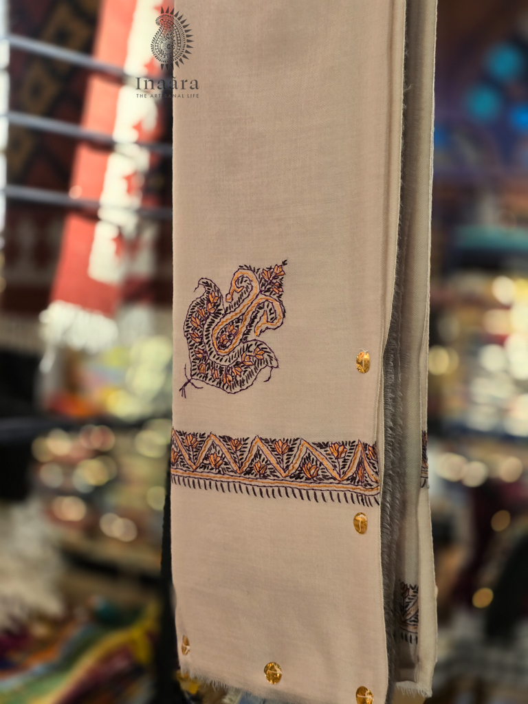 Handmade Semi-Pashmina Ghutra- Beige