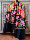 Vann Embroidered Shawl Royal Black