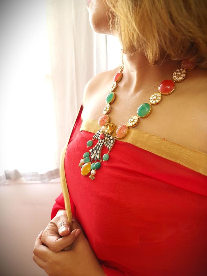 Stunning Polki Eagle Medallion Necklace