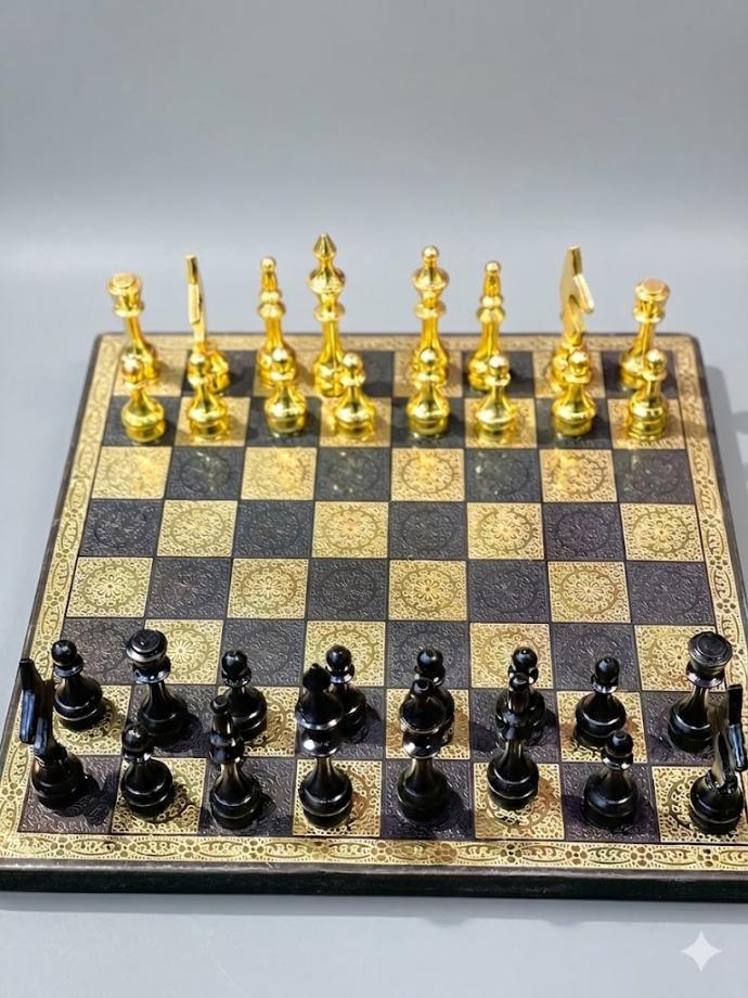 Golden and Black Brass Chess Set-Big