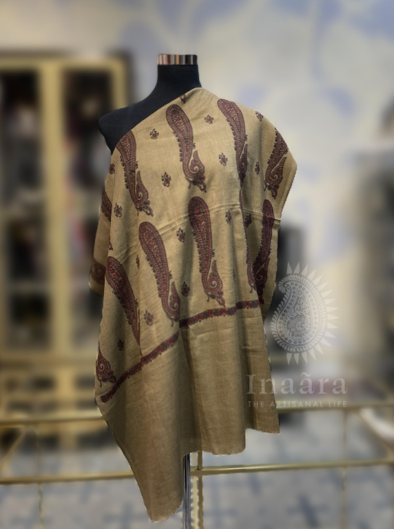 Fine Wool Shawl- Brown & Maroon