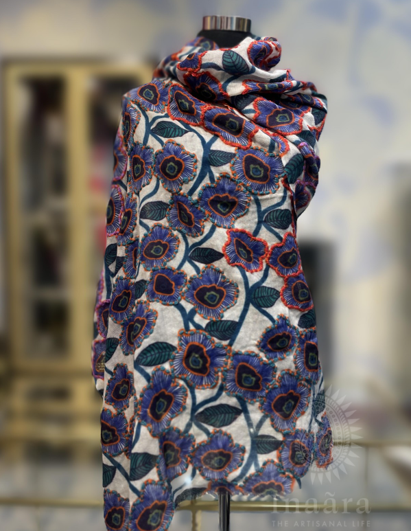 Boiled Wool Stole- Colorful Leaves (copy)