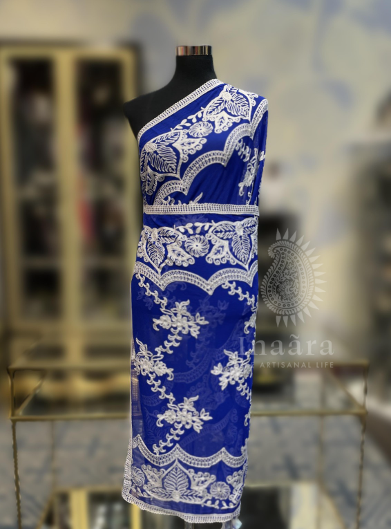 Hand Embroidery Dupatta- Blue