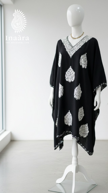 Embroidered Kaftan- Black