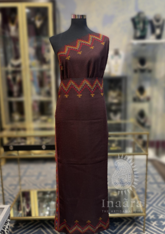 Handwoven Yak Wool Shawl- Maroon