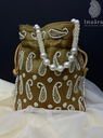 Handmade Embroidered Paisley Potli Bag-Gold
