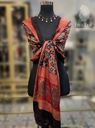 Ajrakh Modal Silk Scarf-Red/Floral