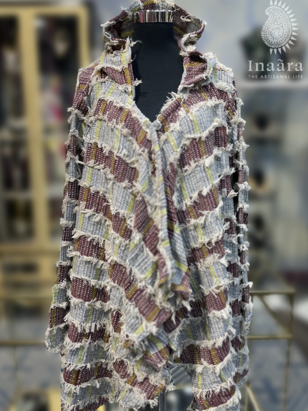 Sandhya Poncho-Gray/Maroon