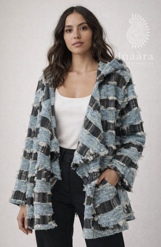 Sandhya Poncho-Gray/Maroon (copy)