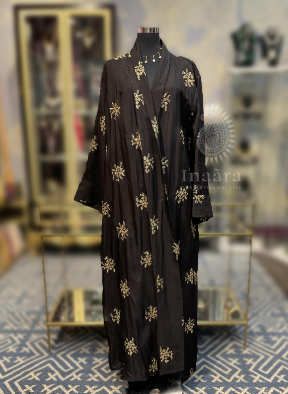 Sofia Shrug-Black Floral Embroidery