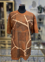 Natural Dye Ajrakh Block Printed TShirt-Burnt Ornge