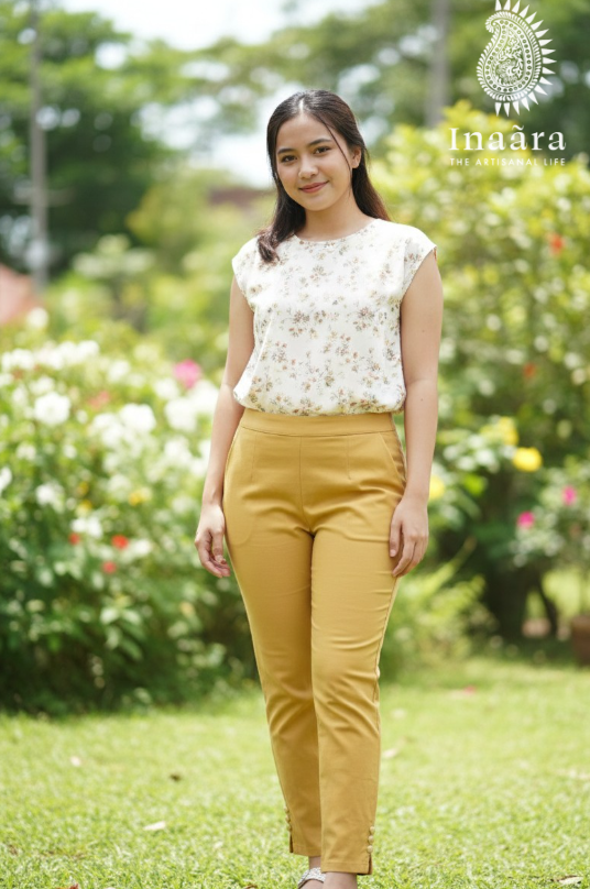 Ankle-Length Trousers-Golden Yellow