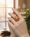 Gold Plated Floral Malachite Adjust Ring (copy)