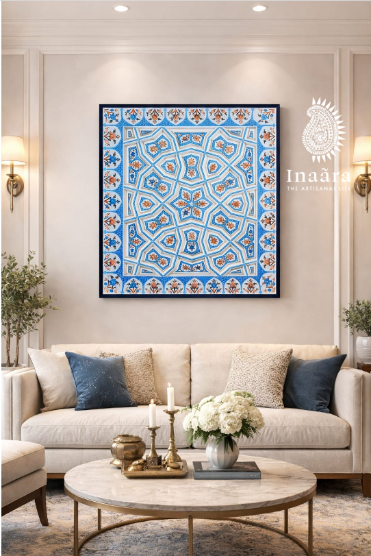 Handmade Special Kashmiri Wall Panel- Sea Blue