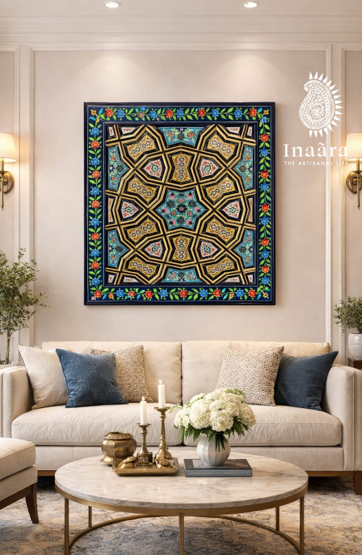 Handmade Special Kashmiri Wall Panel- Sky Blue