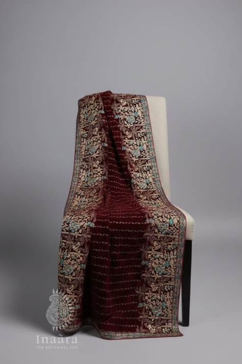 Velvet Dupatta- maroon