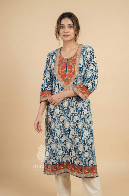 Velvet Kurti- Navy Blue