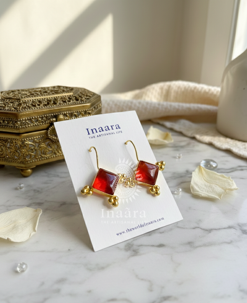 Handcrafted Carnelian Hook Earring