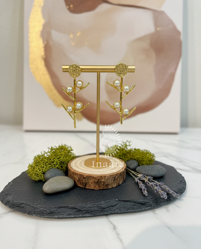 Pink Quartz w/Mint and Pearls Dangling Earring (copy)