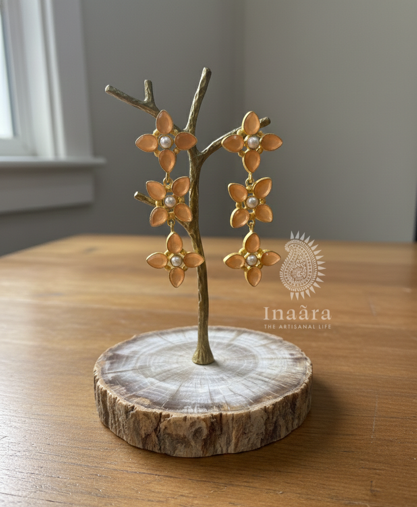 Orange Flower Petal Earrings