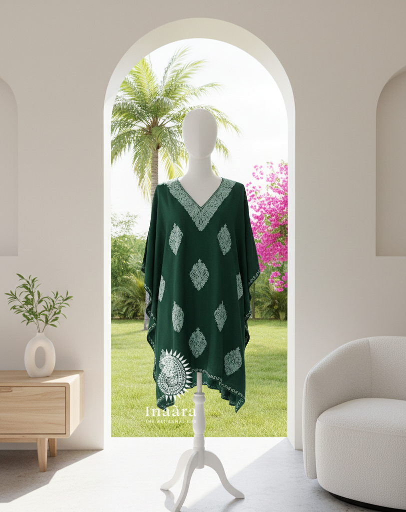 Short Kaftan L.Green Embroidered-Green